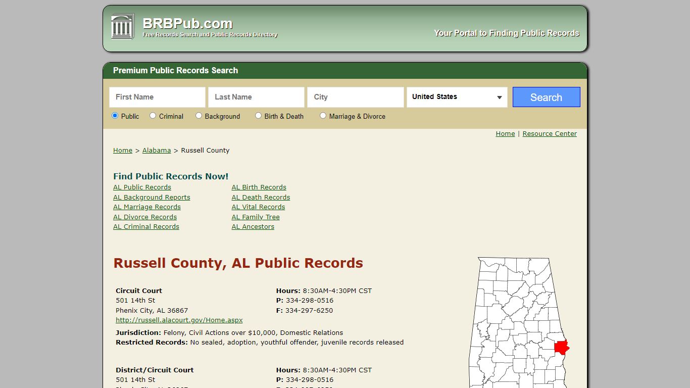 Russell County Public Records | Search Alabama Government Databases